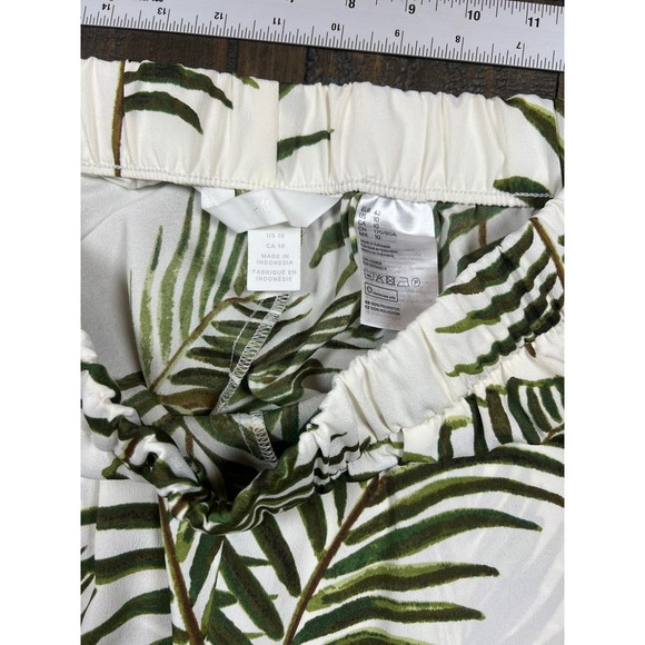 H&M Palm Leaf Print Pants Elastic Waist Casual or Dressy Lightweight Size 10 - Picture 4 of 6